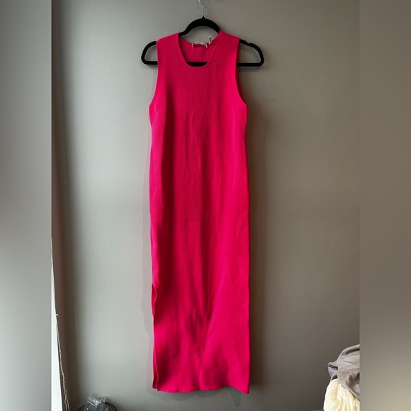 Helmut Lang Neon Pink Tank Maxi Dress with Slit - Picture 4 of 6